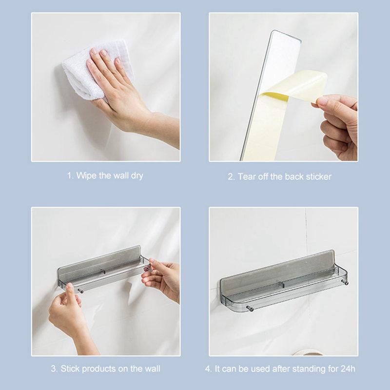 Прозрачная полка для тапочек в ванной комнате, бесплатная перфорированная настенная подвесная полка для хранения обуви, полка для туалетной обуви