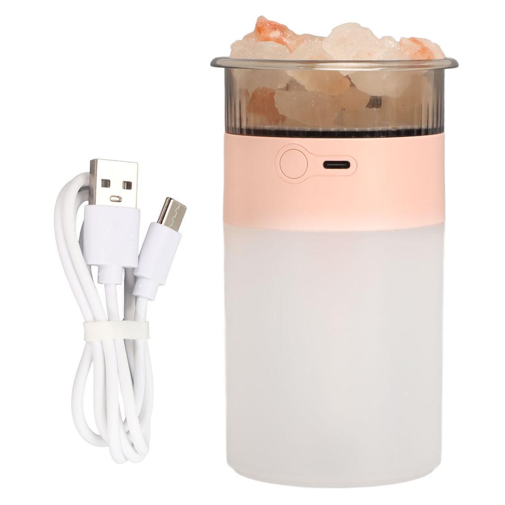 Rock Humidifier Fine Mist Colorful LED Lights Plug and Play Diffuser for Bedroom 250ml 5V 1A Pink