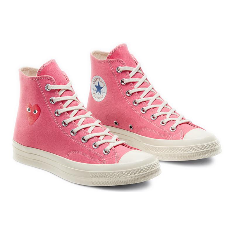 Converse Chuck 70 CDG PLAY x Converse Chuck Taylor All Star 1970s Высокие Удобные Повседневные Универсальные Высокие Канвас Унисекс Розовые