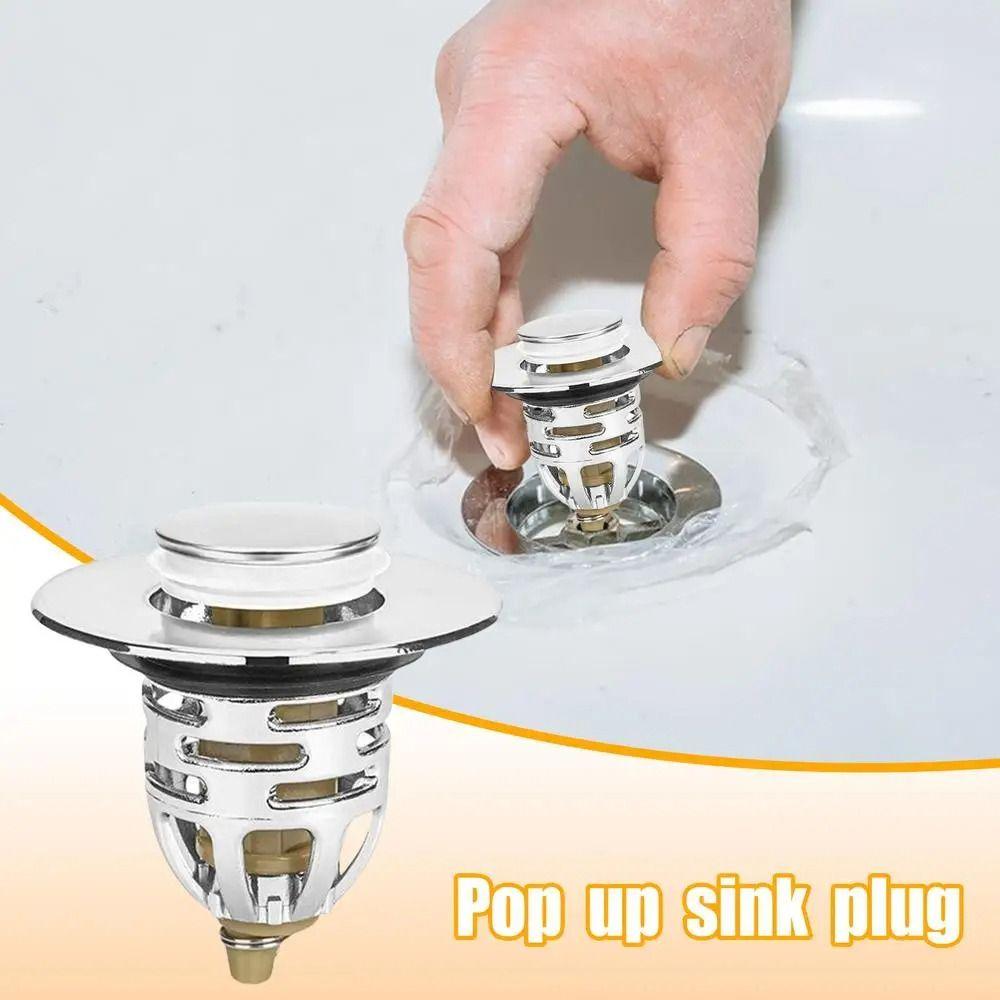 2Pcs Bounce Up Press Type Shower Sink Plug Plastic/Brass Core Wash Basin Stopper New Drain Filter