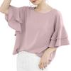 Meme Extra Blouse for Short Short Sleeve Flared Cut and Summer Loose Round M [MEME XTRA] Women, Sleeve, Spring, T-Shirt, Ruffle, Top, Sewn, Clothes,