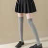 Женские чулки в японском стиле, длинные носки для школьниц в студенческом стиле, хлопковые вязаные однотонные чулки до бедра