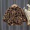 Boys and Girls Fashion Plush Coat Leopard Pattern Top