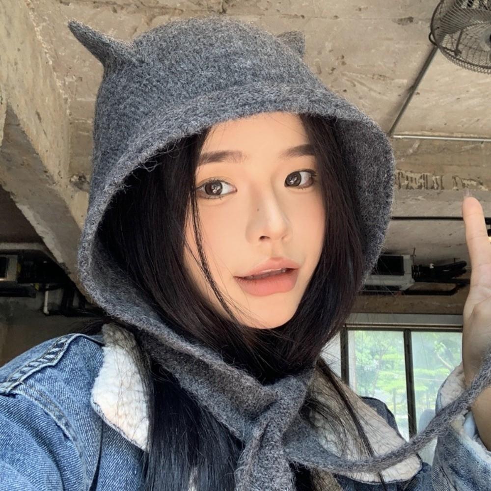 Versatile Women's Winter Knitted Hat Windproof Ear Protection Cap Balaclava Hats Autumn Winter
