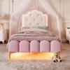Children's Bed 90x200 Cm with Crown Princess-shaped Headboard, Pink