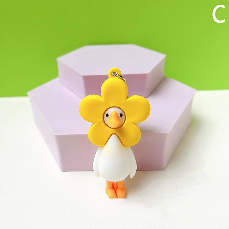 Милый брелок в виде цветка утки, животного, для женщин, мужчин, друзей, подарок, креативный, забавный, мультяшный, гусь, кукла, сумка, брелок для автомобиля
