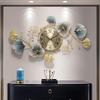 Metal Analog Wall Clock Floral Design with Silent Sweep Machine - Ideal Home Decor Items and Wall Items for Living RooHotels 35X22 INCHES, Gold