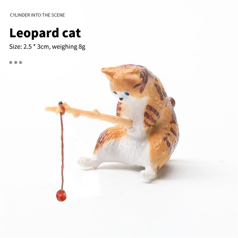 8/5/3pcs Mini Small Aquarium Ornament Fishing Cat Fish Tank Landscaping Cartoon Cat Statue Interesting Miniature Fishbowl Decor