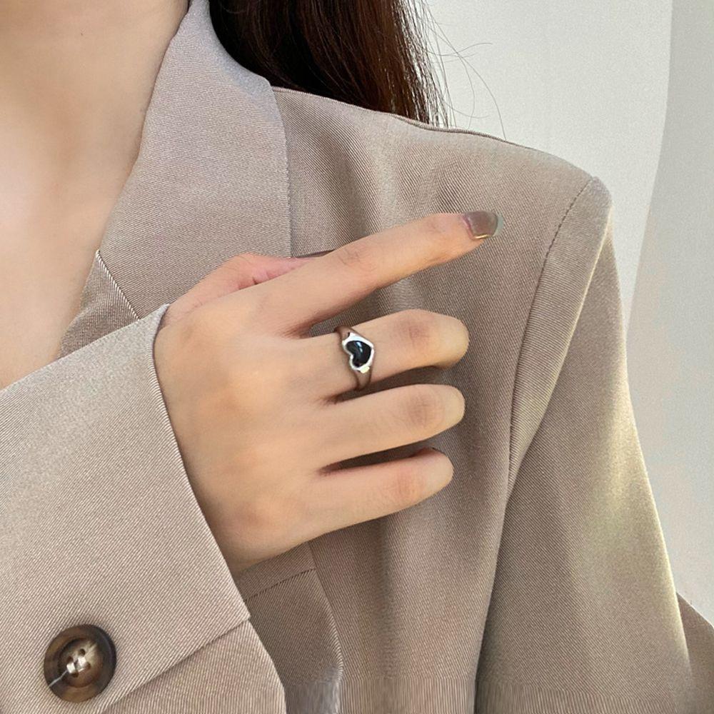 Jewelry Gifts Index Finger Ring Heart Stackable Rings Heart Chain Ring Korean Style Women Rings