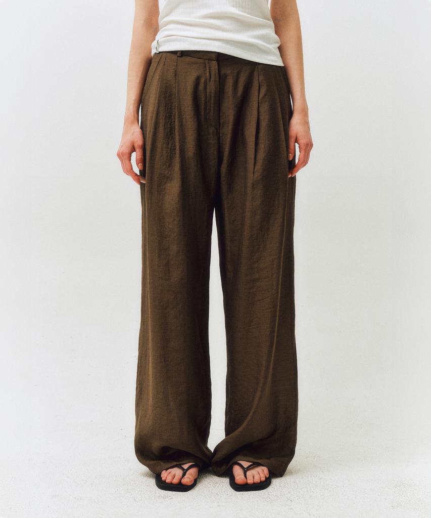 CITTA Summer Wool Wide Fit Pants_Ctb549(Brown)