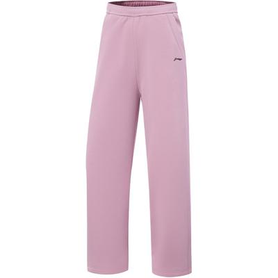 Li Ning Серия Фитнес Флисовая Подкладка Теплые Широкие Брюки-Кюлоты Со Средней Посадкой Повседневные Модные Вязаные Спортивные Штаны Женские низ AKLV972-7