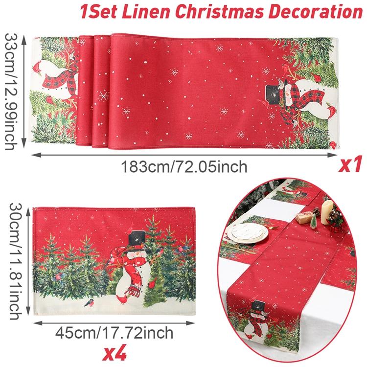 Рождественский набор скатертей и подставок под приборы Веселое рождественское украшение для дома 2024 Рождественские украшения Navidad Natal Подарок на Новый год 2025