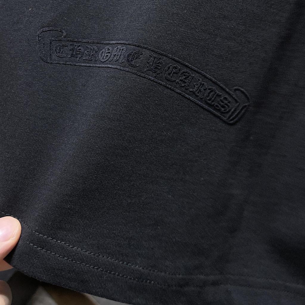 GZ-8933 CHROME HEARTS 2025 Летняя новая высококачественная хлопковая свободная футболка с круглым вырезом большого размера для мужчин и женщин, парная футболка