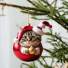 Christmas Cute Kitten Pendant Christmas Tree Cat Hanging Oranment New Year 2024 Gift Xmas Decoration For Home Decor AVE