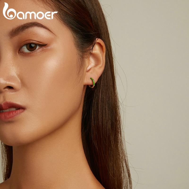 BAMOER 100% стерлингового серебра 925 пробы, серьги-гвоздики, винтажные бамбуковые маленькие пряжки для ушей для женщин, свадебные украшения