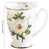 Керамическая кружка для чая 300 мл в стиле легкой роскоши - Кружка для кофе из тонкого костяного фарфора с золотой отделкой, Винтажные цветочные чайные чашки 'Камелия' с ручкой, 1 шт.