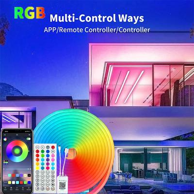 Светодиодная лента RGB Neon LED 24 В, гибкая водонепроницаемая лента с управлением через приложение, синхронизацией с музыкой, регулировкой яркости, сменой цвета для домашнего декора для вечеринок