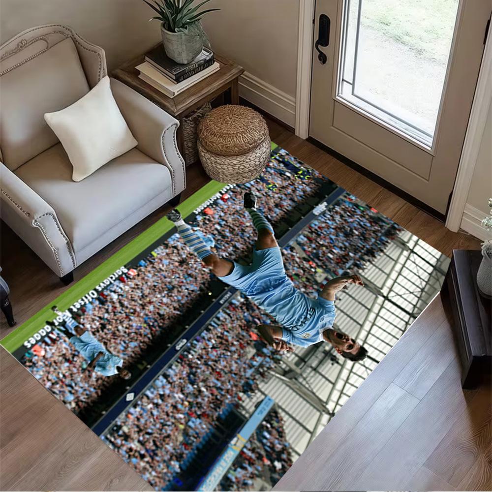 Dynamic Soccer Player Artwork Area Rug Suitable for Study room Bedrooms Dining Room Outdoor Antislip Carpet Decorate Offices Best for Christmas