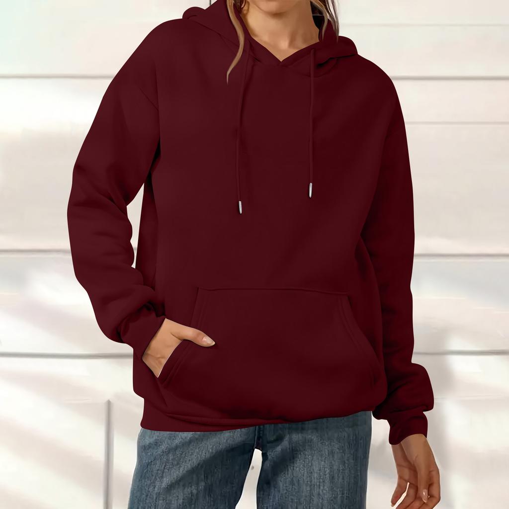 Women's Fashion Solid Color Casual Long Sleeve Hoodie
