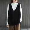 Women's Loose Knitted Vest Retro V-neck Plus Size Hollowed Out Vest Sweater for Women
