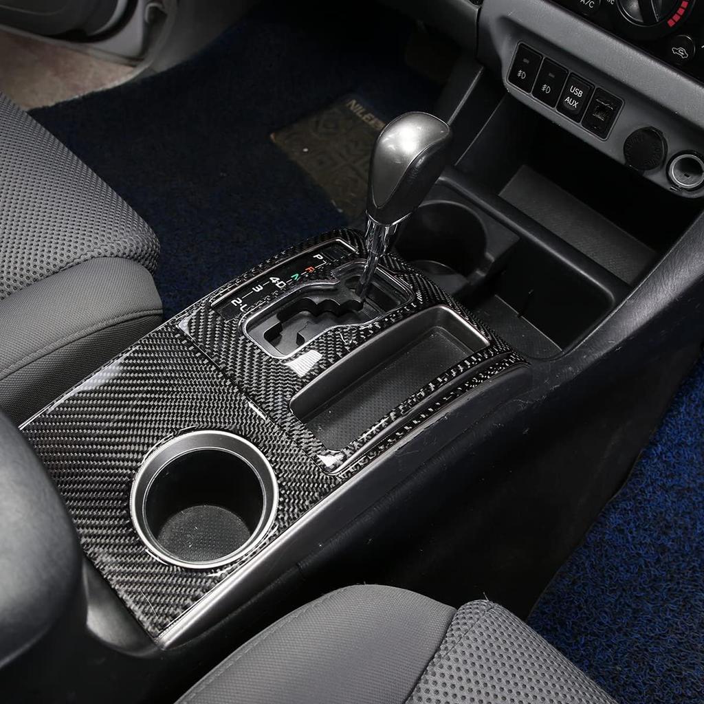 Soft Carbon Fiber Car Center Control Gear Shift Panel Sticker Trim Fit for Toyota Tacoma 2006 2007 2008 2009 2010 2011 2012 2013 2014 2015 (Black