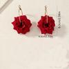 Ярко-красные серьги-кольца с розами для женщин AVE