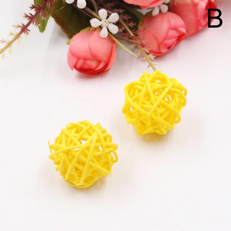 10 шт., DIY украшения, праздничный декор, поделки своими руками, 3 см, разноцветный мяч из ротанга, детские игрушки, украшения для дома