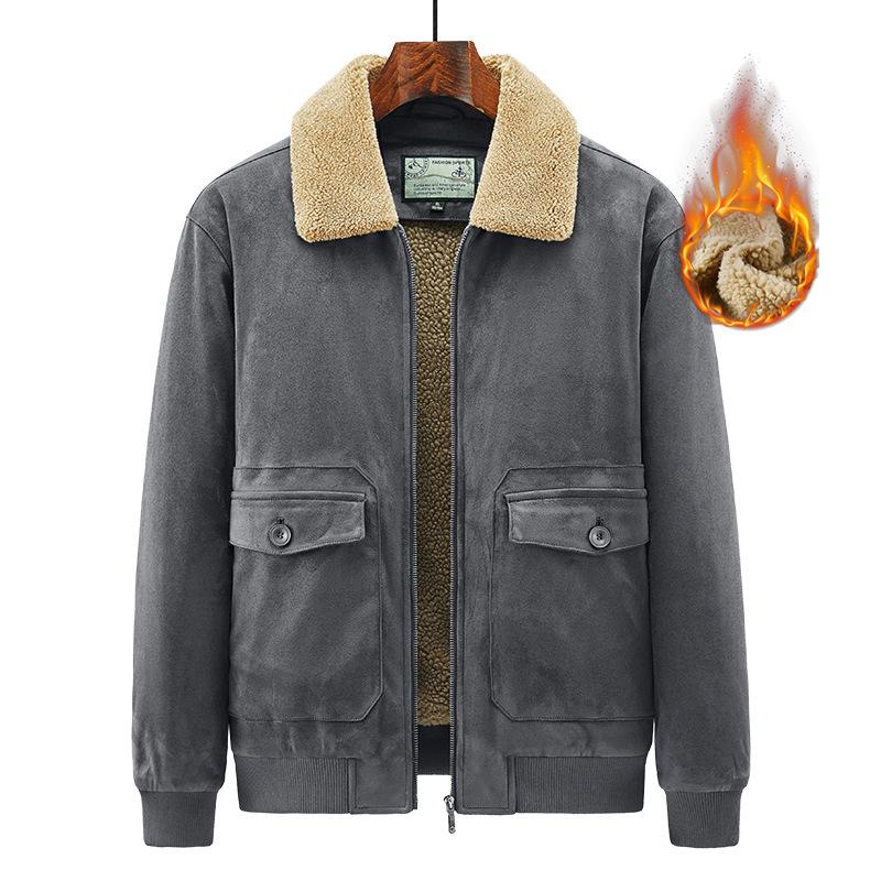 Осенне-зимнее замшевое хлопковое пальто, мужская рабочая одежда с лацканами, плюс бархатная куртка, молодежная свободная куртка в стиле ретро для мужчин