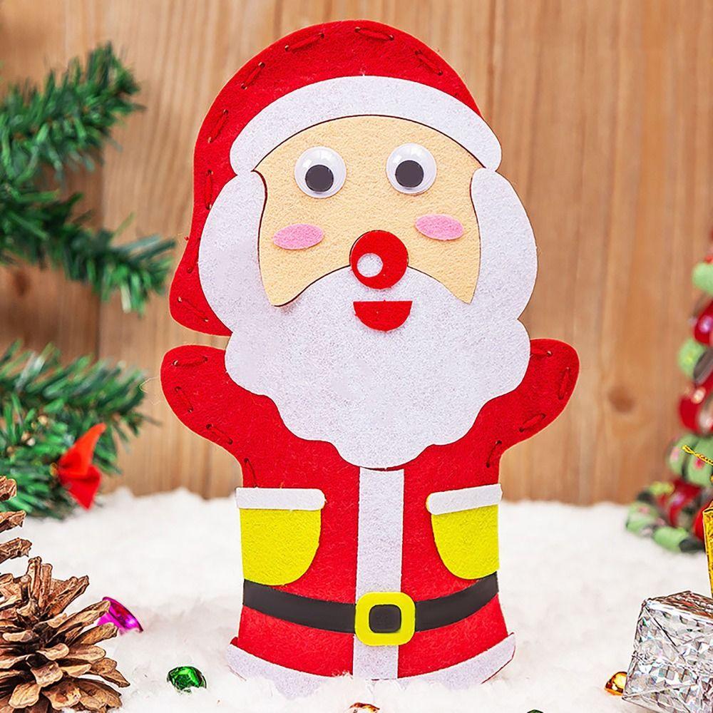 Cartoon Santa Christmas Hand Puppet Non-woven Felt Fabrics Sewing Kit DIY Craft Sewing Felts  Kids