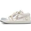 Air Jordan 1 Miss Cherished Кожаные износостойкие низкие винтажные баскетбольные кроссовки Женские бежево-бело-синие IH7323-100(Команда307-)
