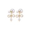 Silver Needle Pearl Bow Pendant Stud Earrings, Elegant High-End, 2025 New Trend Ear Jewelry