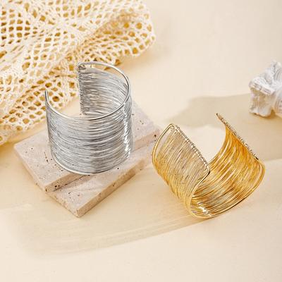 Панк широкий браслет ювелирные изделия матовая линия сплав браслет преувеличенный золотой открывающийся браслет