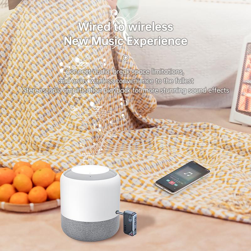 Автомобильный аудио передатчик приемник Bluetooth 5.3 беспроводной адаптер 3.5MM AUX HIFI музыка с микрофоном для автомобиля самолета ТВ ПК наушники