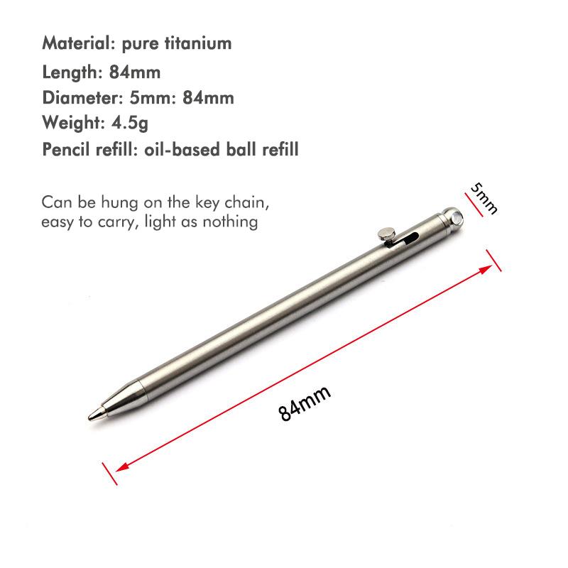 Чистый титановый мини-компактный пистолет-ручка-болт, портативная ручка-брелок, портативная дорожная металлическая шариковая ручка, подарки для гостей на вечеринке