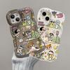 For IPhone 13 Mobile Phone Case Cartoon Transparent for Apple Mobile Phone Protective Cover 15 Double Layer Summer Heat Dissipation and Cooling