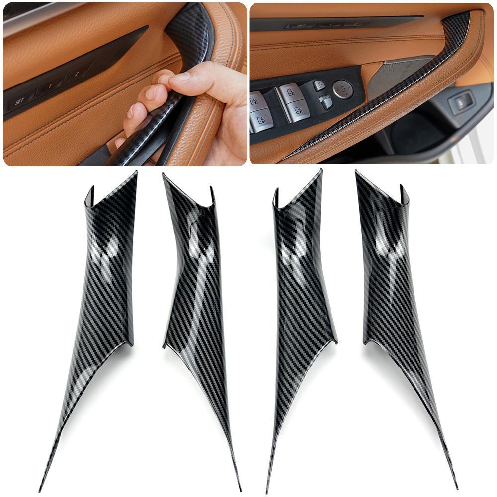 Car Interior Door Handles Cover For BMW 5 Series G30 G38 530li ABS Carbon Left Right Inner Doors Panel Handle Pull Carrier Trim