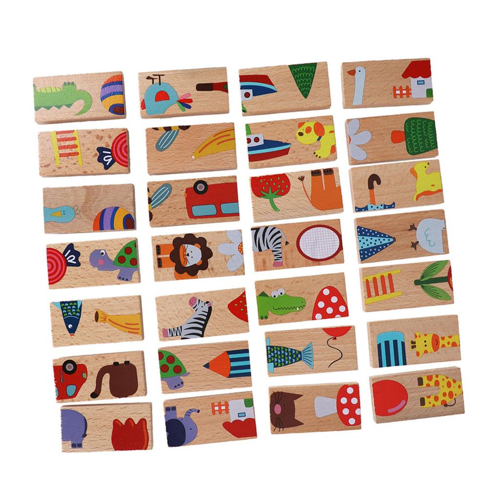 28 шт./набор цветных строительных блоков с изображением животных, набор деревянных головоломок, развивающая игрушка, детские игры