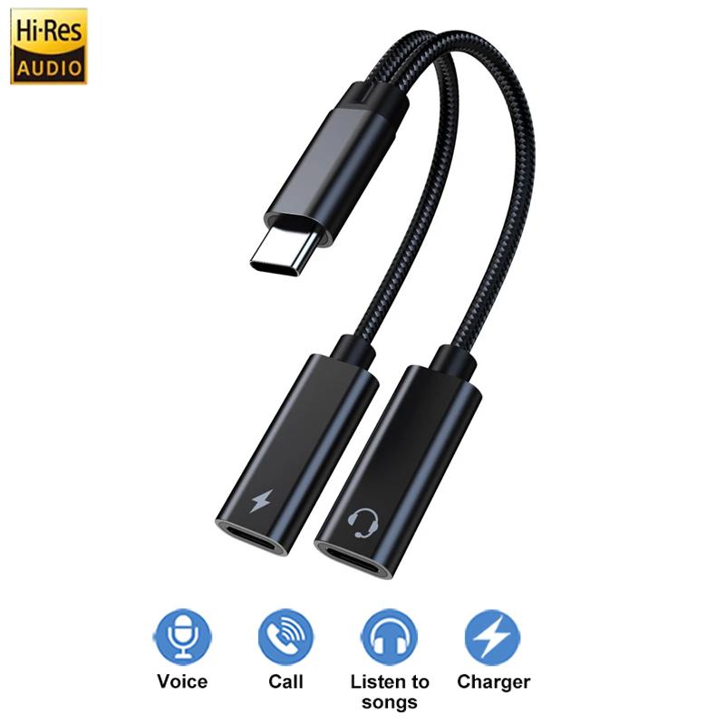 Xiaomi OTG 2-в-1 USB C разветвитель на два USB C разъема для наушников, аудиоадаптер, PD 60W быстрая зарядка для Samsung Huawei IPhone15 Xiaomi