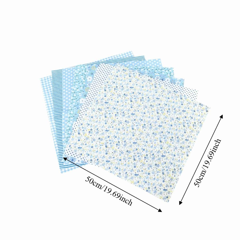 7Pcs Blue floral pattern Fabric Bundle Quilting Fabric Hand quilt production