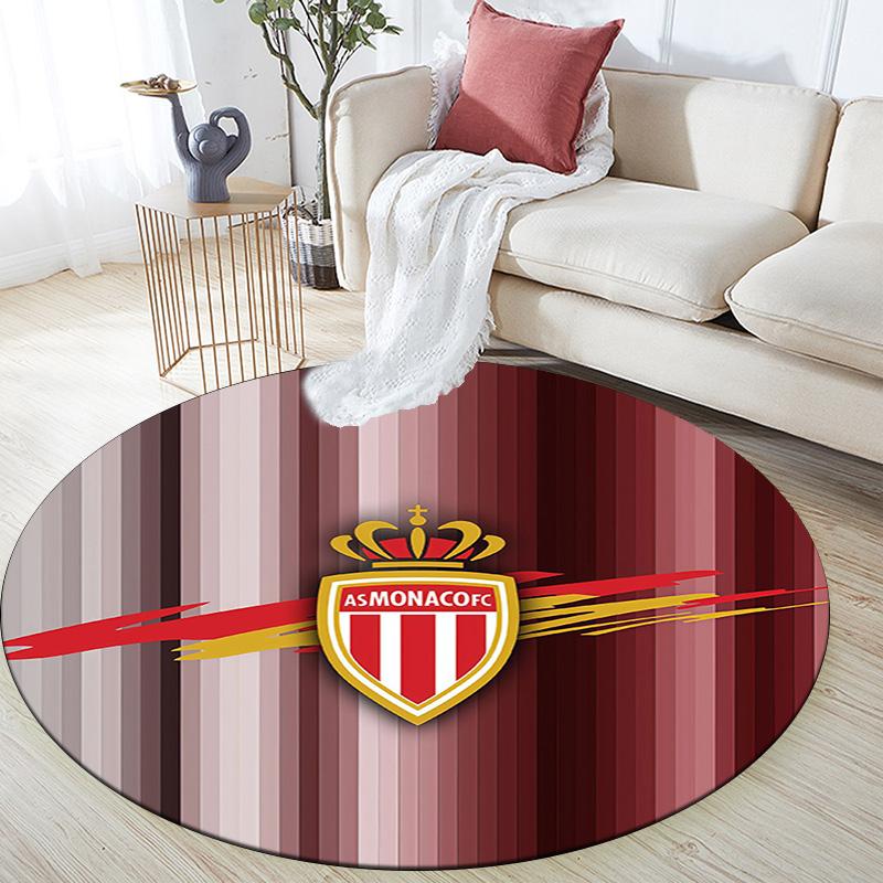 AS Monaco FC Round Area Rug,Carpet Rug for Living Room Bedroom Sofa Playroom Decor,Non-slip Floor Mat