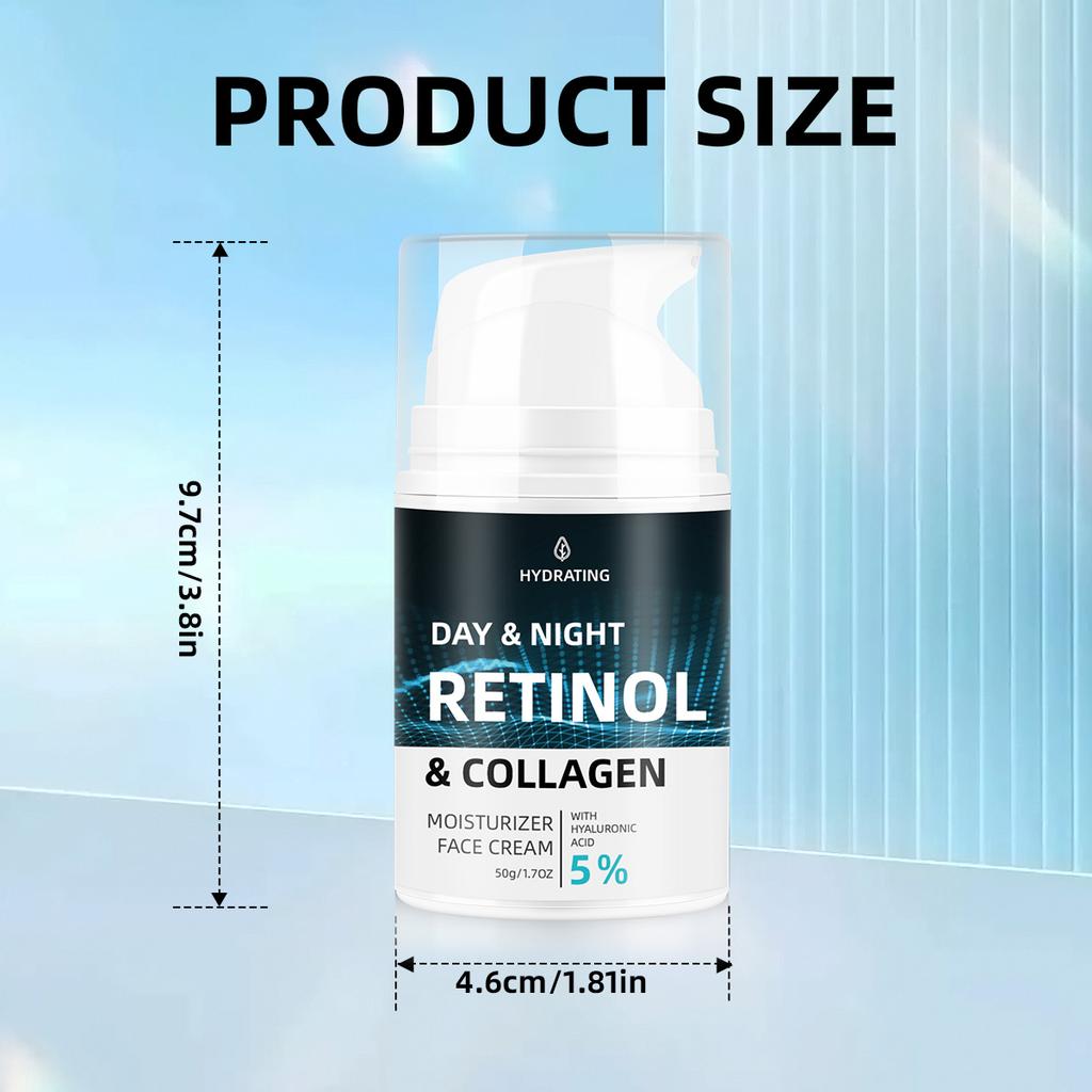 Day & Night Moisturizing Cream 50g – Retinol Anti-Aging Cream with Collagen for Firm & Hydrated Skin