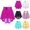 Little Girls Dance Skirt Cha Cha Dancing Bronzing Cloth Ruffle Irregular Hem Skirt Kids Short Skirt