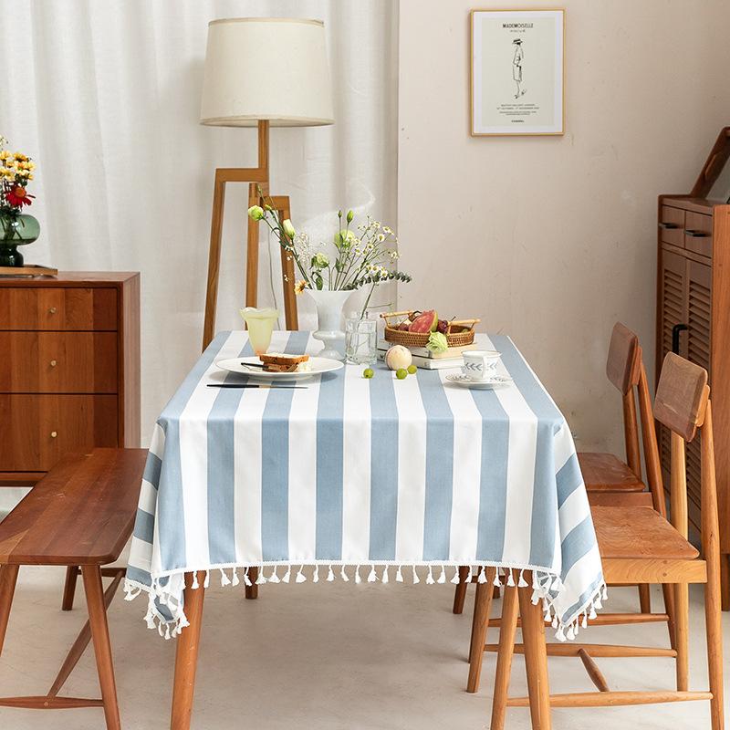 Simple Dining Table Cloth Rectangle Fabric Student Dormitory Fringed Tablecloth Literary Coffee Table Mat Tablecloth