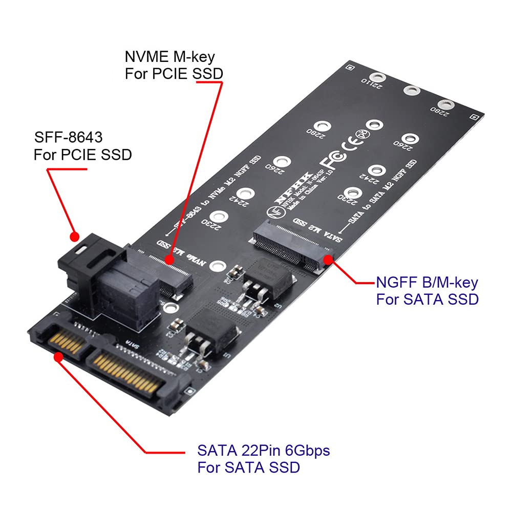 Комплект NFHK U2 NGFF to HD Mini SAS NVME PCIe SSD SATA адаптер для материнской платы SFF-8643 - M-Key