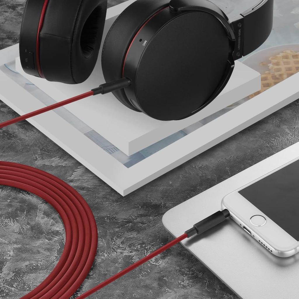 Geekria Cable Compatibility Audio Cord Sony Headphone Fits Inline Mic and Volume Control M WH-ULT900N WH-1000XM5 WH-XB920N WH-XB910N Cable, 3.5mm 1.2