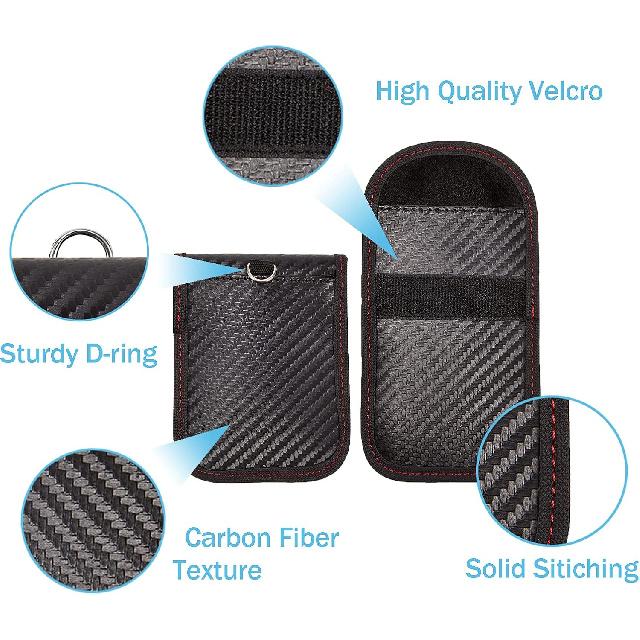 Faraday Key Fob Protector - 2 Pack Mini Anti-theft Pouch Key Fob RFID Signal Blocking Faraday Bag for Key Fob