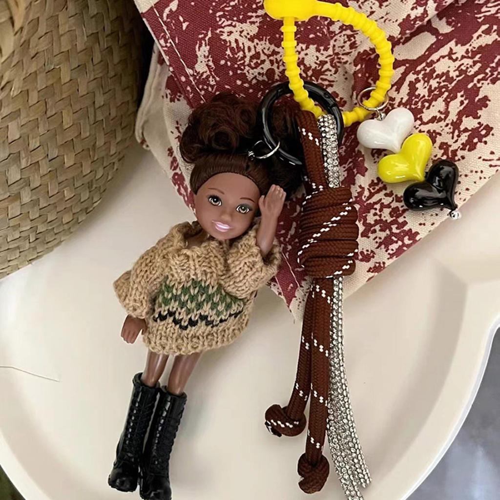 Милый вязаный брелок-шарм для куклы Барби, мягкий, ручной работы, из ткани, брелок для ключей, пластиковая текстура, подвеска для сумки для женщины и девушки