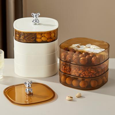 Поднос для закусок с фруктами и отделениями, влагостойкий, штабелируемый, многослойный, для хранения конфет и сухофруктов