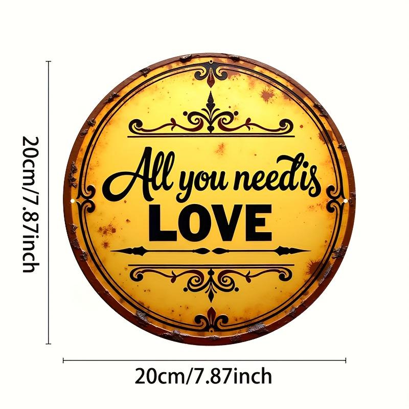 Vintage Love Metal Wall Art x Inch Rustic Round Sign for Bedroom Cafe Bar