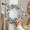 Lightweight Bendable Garland 24.6FT Christmas Wire Garland, Red Green Leaves/Striped Candy/Snowflake Shiny Tinsel Staircase Handrail Garlands for Xmas